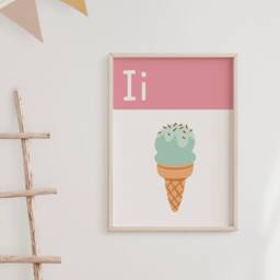 Alphabet Print - I Is For Ice Cream Scandi Nursery Decor - thumbnail 2
