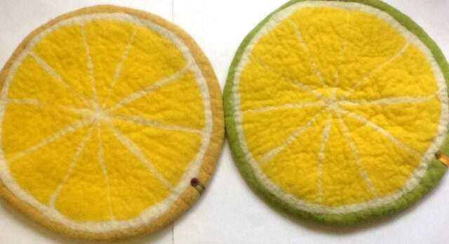 Handfelted Seat Cushion As Fruit Slices Lemon - image 1