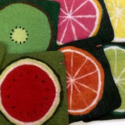 Handfelted Seat Cushion As Fruit Slices Lemon - thumbnail 4