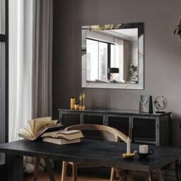 Abstract Gold Art Mirror, Rectangular Mirror With Frame, Gray Printed Decorative Wall For Entrance - thumbnail 2