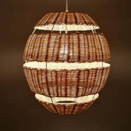 "Elliptical Rattan Pendant Light - Natural Woven Lamp Shade, Diameter 17.7"" X Height 19.7" - thumbnail 3