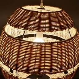 "Elliptical Rattan Pendant Light - Natural Woven Lamp Shade, Diameter 17.7"" X Height 19.7" - thumbnail 2