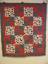 "Americana Star Throw Quilt Red, White, & Blue Lap Quilt - 50"" X 60"