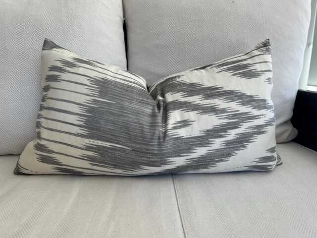 Silk Ikat Grey & Off White Cushion Cover 32 X 62cm