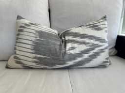 Silk Ikat Grey & Off White Cushion Cover 32 X 62cm