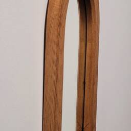 Unusual Gothic Arch Solid Wooden English Oak Wall Mirror 47 cm Long Hand Made - thumbnail 3
