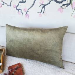 Mid Century Lumbar Pillow Cover - Faux Leather & Cotton, Waste-Free Design - thumbnail 4