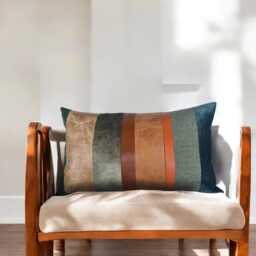 Mid Century Lumbar Pillow Cover - Faux Leather & Cotton, Waste-Free Design - thumbnail 2