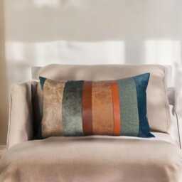 Mid Century Lumbar Pillow Cover - Faux Leather & Cotton, Waste-Free Design