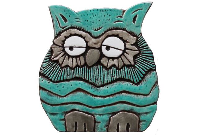 Glazed Ceramic Owl Figurine, Jade Garden Decor - 25cm/9.8 - image 1