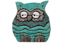 Glazed Ceramic Owl Figurine, Jade Garden Decor - 25cm/9.8 - thumbnail 1