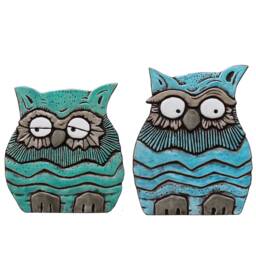Glazed Ceramic Owl Figurine, Jade Garden Decor - 25cm/9.8 - thumbnail 3