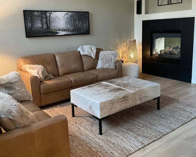 Custom Made Cowhide Ottoman/Foot Stool - Free Shipping Genuine Cowhide With Steel Frame Handmade Lfo49 - image 1