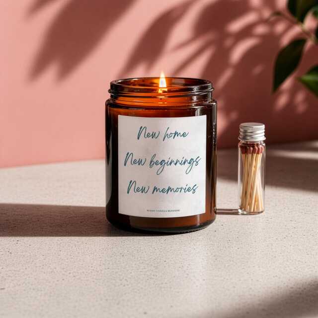 New Home Candle Gift, Housewarming Beginnings Candle, Moving House Personalised Or Label Only Option - image 1