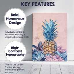 Pastel Tropical Pineapple Botanical Still Life Canvas Wall Art Print Decor Picture Ready To Hang - thumbnail 2