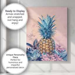 Pastel Tropical Pineapple Botanical Still Life Canvas Wall Art Print Decor Picture Ready To Hang - thumbnail 3