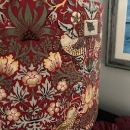 William Morris Strawberry Thief Red Luxury Lampshade. Bespoke. Handmade Table Or Pendant Shades in 20cm, 30cm 40cm - thumbnail 2