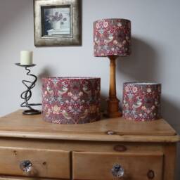 William Morris Strawberry Thief Red Luxury Lampshade. Bespoke. Handmade Table Or Pendant Shades in 20cm, 30cm 40cm - thumbnail 4