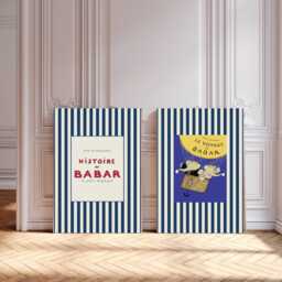 Set Of Two Blue Babar Prints, Wall Art, Print Set, Nursery Kids Art Boy's Decor - thumbnail 1