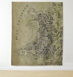 Wales Cymraeg Tapestry, Fantasy Map, Welsh Wall Hanging, Cymru Picnic Blanket, Tapestry Throw