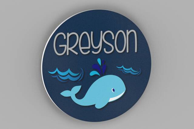 Nursery Name Sign, Whale Wall Decor, Art, Nautical Theme - image 1
