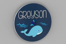 Nursery Name Sign, Whale Wall Decor, Art, Nautical Theme - thumbnail 1