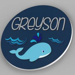 Nursery Name Sign, Whale Wall Decor, Art, Nautical Theme - thumbnail 2