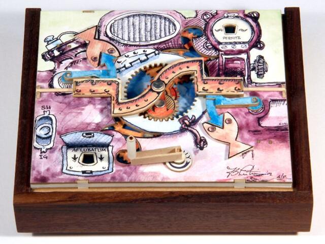 Counter Productivity Mechanicard - Hand Cranked Automata, Kinetic Sculpture, Mechanical Mystery