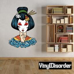 Japanese Geisha Wall Decal - Fabric Vinyl Removable & Reusable Japanesegeishauscolor003Et