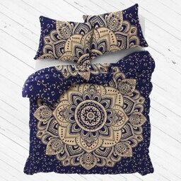 Gold Ombre Mandala Queen Duvet Cover Set Indian Boho Cotton Bedding - thumbnail 2