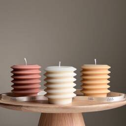 Handmade Ribbed Column Candle - Decorative Soy Wax Pillar - thumbnail 1