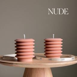 Handmade Ribbed Column Candle - Decorative Soy Wax Pillar - thumbnail 2