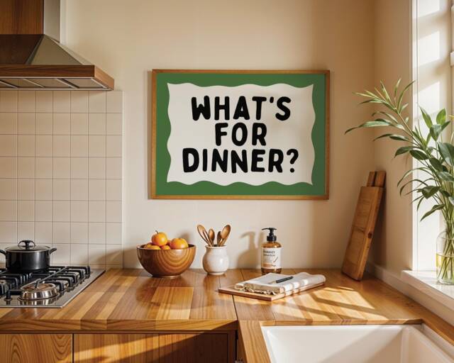 What's For Dinner?, Kitchen Quote Print, Typography Fun Prints, Home Decor, Wall Poster, Dining Room Prints /Unframed - image 1