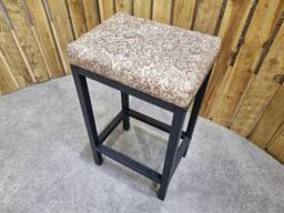 Embossed Leather Bar Stool/Counter Stools Ivory Chocolate Leather - Custom Made Various Seat Heights Fp - thumbnail 1