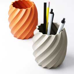 Pen Holder - Spiral Textured Desk Pot Custom Colours - thumbnail 1