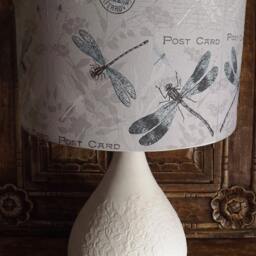 Dragonfly Lamp Shade Vintage Postcard Design, Shabby Chic Lightshade - thumbnail 2