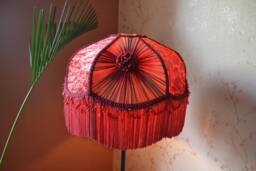 Wine Brown Victorian Lampshade Scalloped Velvet Dome With Rayon Fringe Lamp Shade