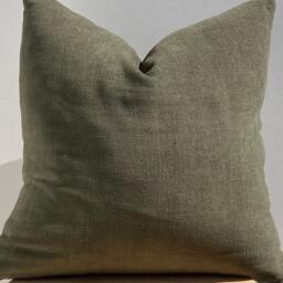 Army Green Chenille Pillow Cover, Textured Cotton Blend Sham - thumbnail 2