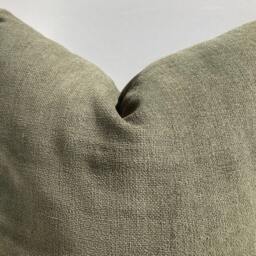 Army Green Chenille Pillow Cover, Textured Cotton Blend Sham - thumbnail 4