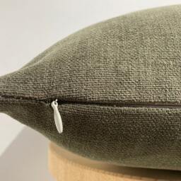 Army Green Chenille Pillow Cover, Textured Cotton Blend Sham - thumbnail 3