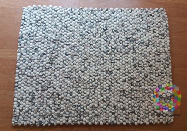 Rectangle Felt Ball Rug. Stone Designer Rug . 100 % Wool Carpet - Free Shipment - image 1