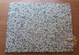 Rectangle Felt Ball Rug. Stone Designer Rug . 100 % Wool Carpet - Free Shipment - thumbnail 1