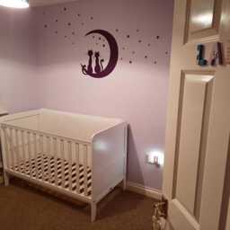 Cat Wall Decals, Moon & Stars Stickers, Nursery Decor, Cat Art - thumbnail 2