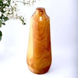 Hand Carved Olive Wood Vase Rustic Dry Flower Holder - thumbnail 3