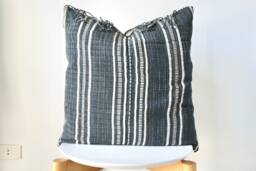 Black Neutral Tribal Hemp Hand Woven Natural Dye Color Lumbar Pillow Cover - thumbnail 1