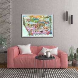 Montana Art, State Big Sky Country, Whitefish Missoula Glacier National Park Bozeman, Gift For Hiker, Bear Art - thumbnail 3