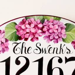 Pink Hydrangea Custom Family Name Sign - Ceramic Outdoor House Plaque Garden Wall Decor - thumbnail 3