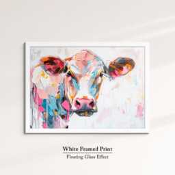 Cow Abstract Pastel Oil Painting Framed Print & Canvas Large Luxury Animal Wall Art Poster Home Decor Interior Lover Gifts - thumbnail 3