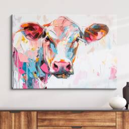 Cow Abstract Pastel Oil Painting Framed Print & Canvas Large Luxury Animal Wall Art Poster Home Decor Interior Lover Gifts - thumbnail 1