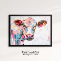Cow Abstract Pastel Oil Painting Framed Print & Canvas Large Luxury Animal Wall Art Poster Home Decor Interior Lover Gifts - thumbnail 2
